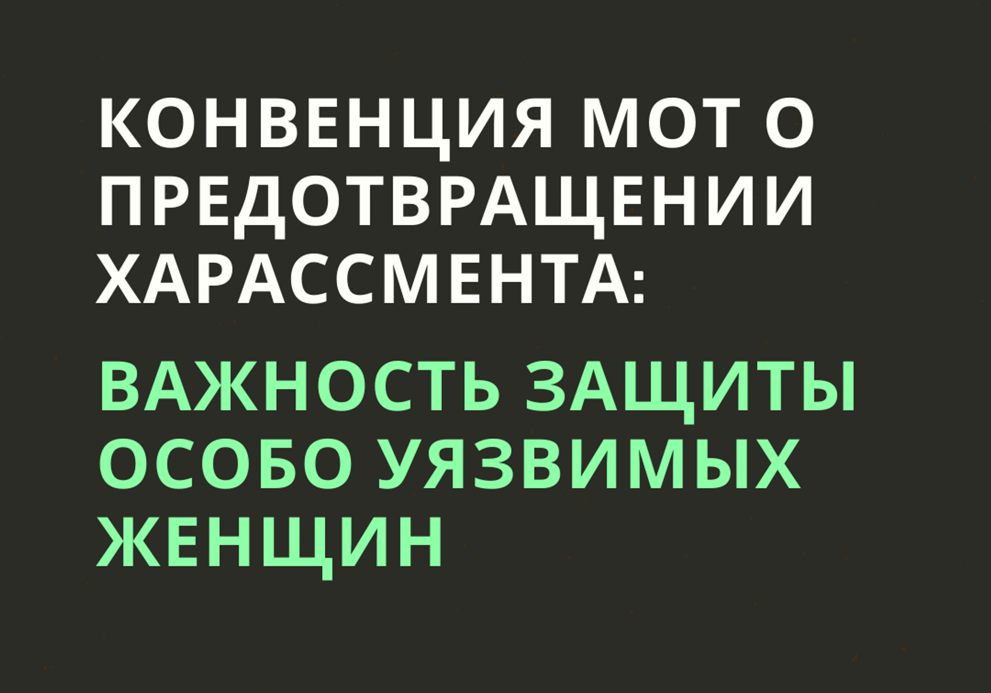 Конвенция МОТ о предотвращении харассмента: важность защиты особо уязвимых  женщин